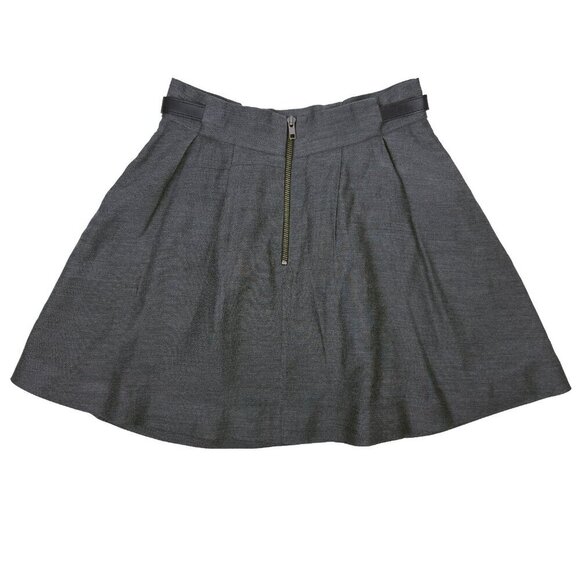 THE KOOPLES Cotton Pleated Back Zip Closure Pockets Belted Gray Mini Skirt 36 - Picture 2 of 7